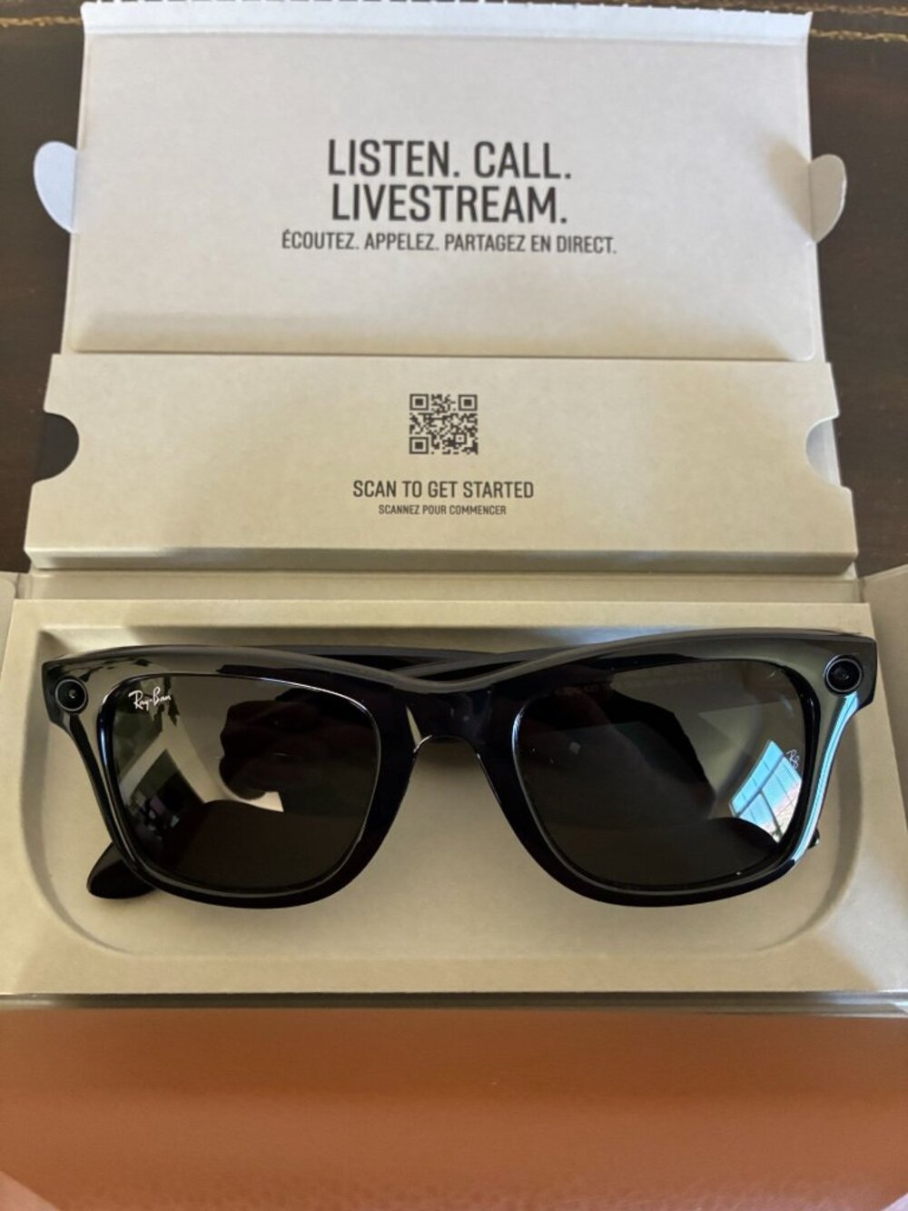 Genuine Ray-Ban Meta Wayfarer Gen1 Smart Glasses RW4006 Shiny Black G15 Green - Picture 3 of 13